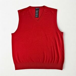 Kallspin Wool Blend V-Neck Sweater Vest Mens XXL Red Classic Preppy Grandpa
